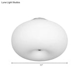 Modernist Ceiling Flush Mount Light With Glass Lampshade For Balcony - White Obong 3 Sizes Available