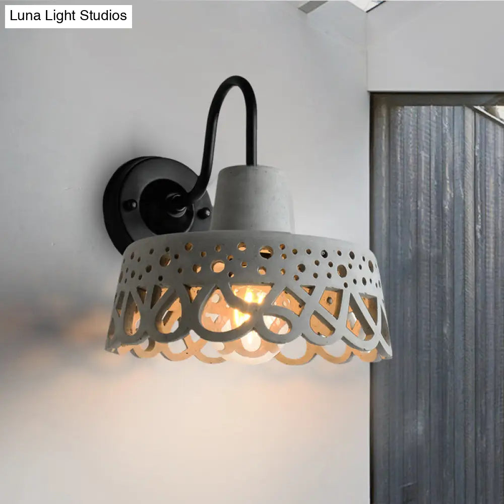 Modernist Cement Gooseneck Wall Mounted Light Fixture - 1 Grey (8.5/9.5/10 Width)