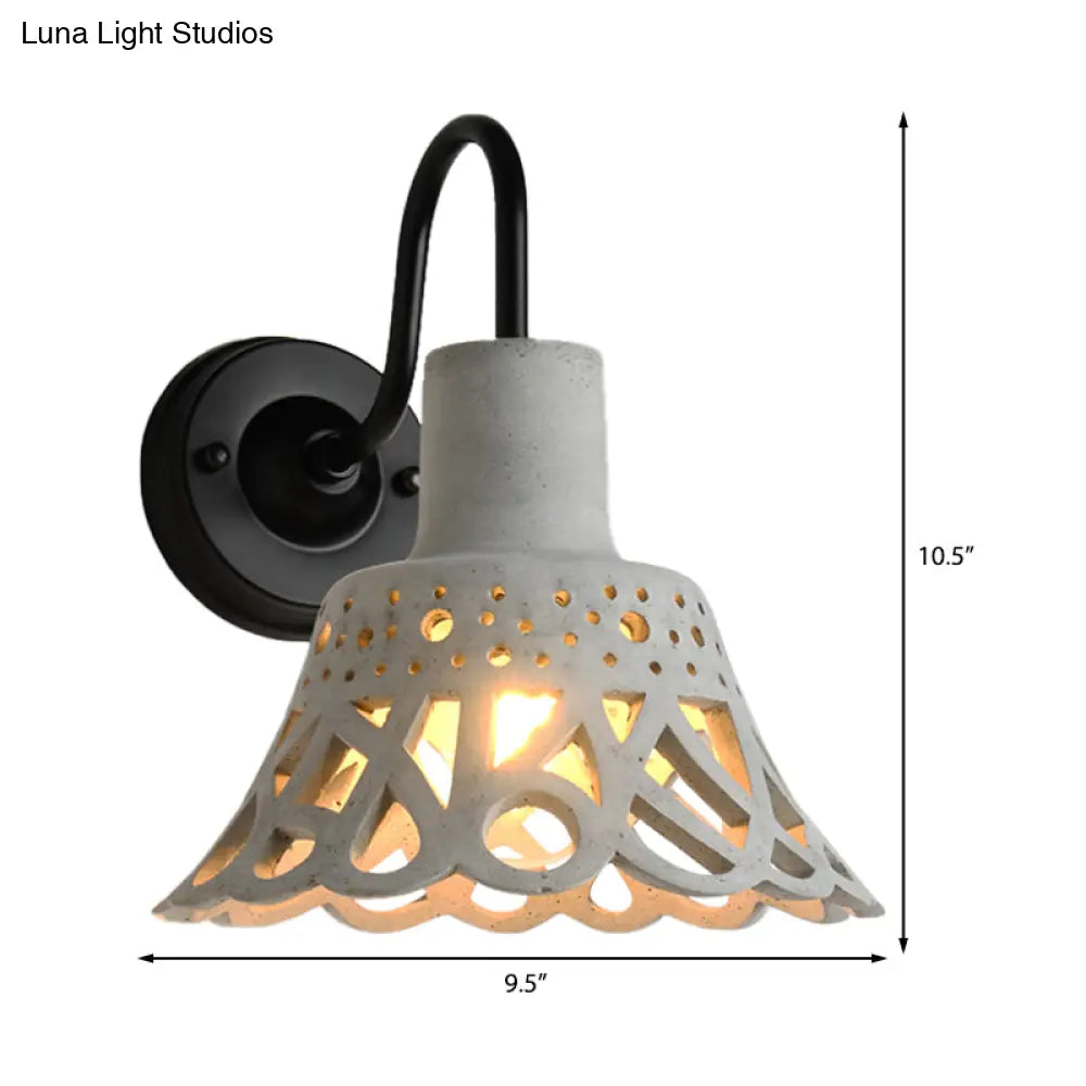 Modernist Cement Gooseneck Wall Mounted Light Fixture - 1 Grey (8.5/9.5/10 Width)