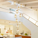 Modernist Chrome Cluster Pendant Light - Dimpled Glass Ceiling Lamp For Living Room 10 / Cognac