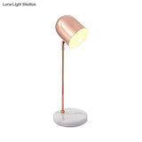Modernist Chrome/Copper Desk Lamp: 1-Light Study Room Reading Light With Elongated Dome Shade