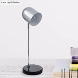Modernist Chrome/Copper Desk Lamp: 1-Light Study Room Reading Light With Elongated Dome Shade