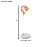 Modernist Chrome/Copper Desk Lamp: 1-Light Study Room Reading Light With Elongated Dome Shade