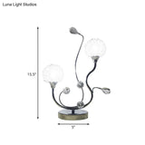 Modernist Chrome Finish Dandelion Nightstand Light: 2-Light Metallic Night Lamp With Crystal Accent