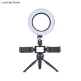 Modernist Circle Makeup Lamp: Metal Mobile Phone Support With Led Tripod Fill Lighting (Black)
