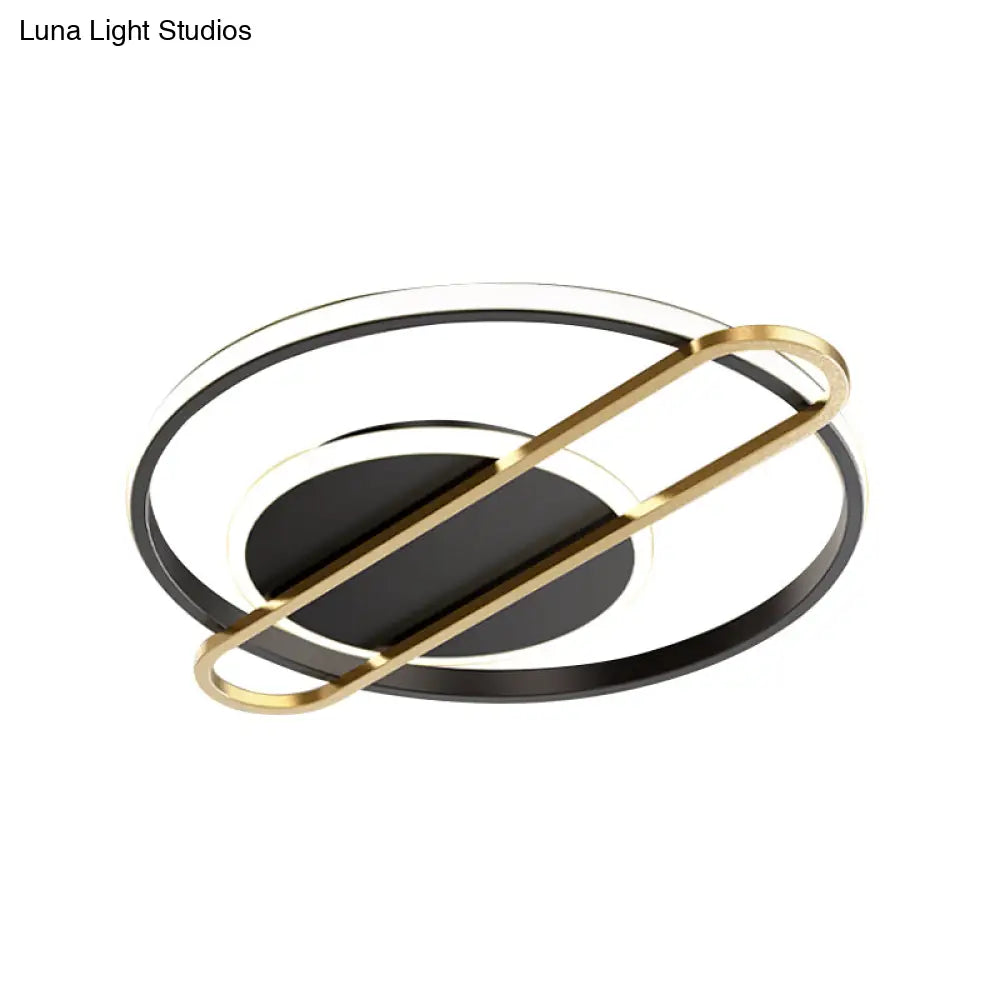 Modernist Circle Thin Flush Mount Led Ceiling Light Fixture - Black/Gold/White 16.5’/20.5’ Wide