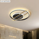 Modernist Circle Thin Flush Mount Led Ceiling Light Fixture - Black/Gold/White 16.5’/20.5’ Wide
