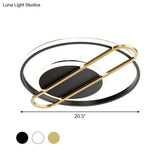 Modernist Circle Thin Flush Mount Led Ceiling Light Fixture - Black/Gold/White 16.5’/20.5’ Wide