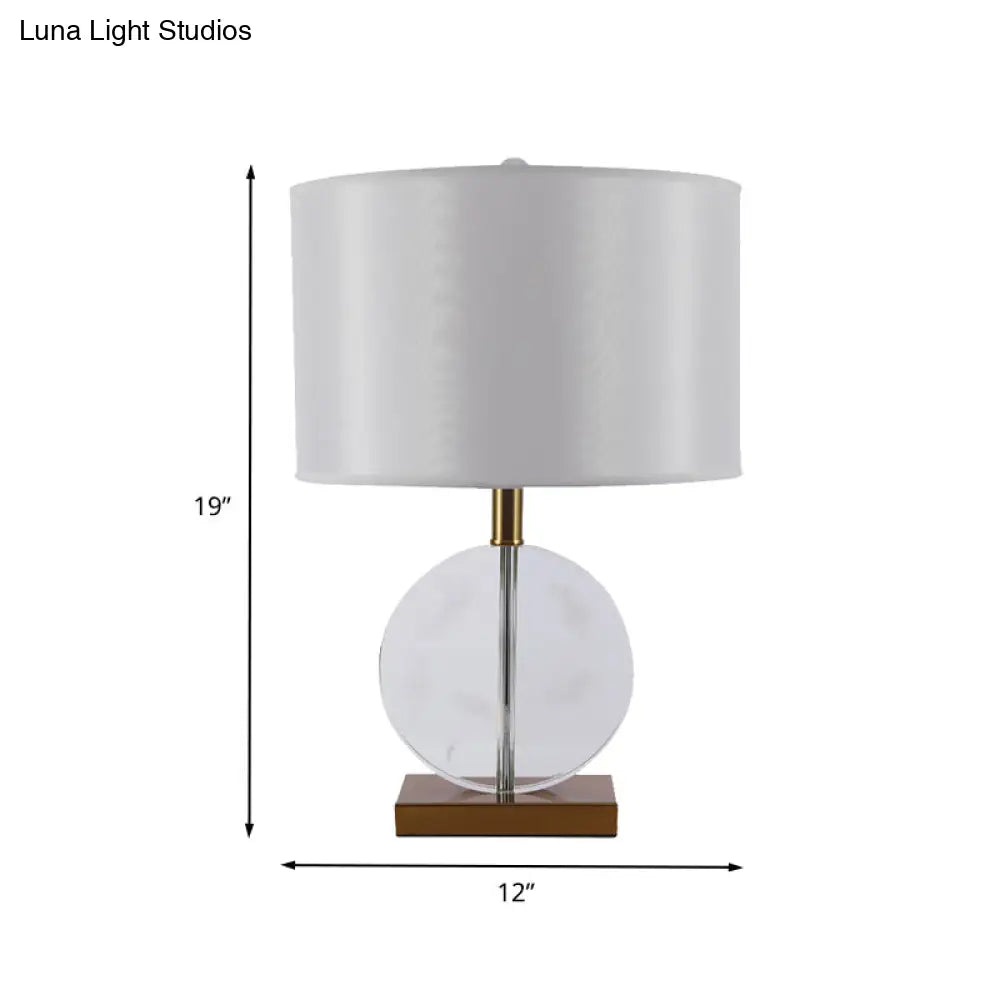 Modernist Circular Fabric Task Light Crystal Reading Lamp In Gold