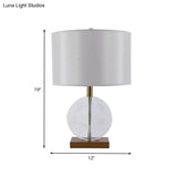 Modernist Circular Fabric Task Light Crystal Reading Lamp In Gold