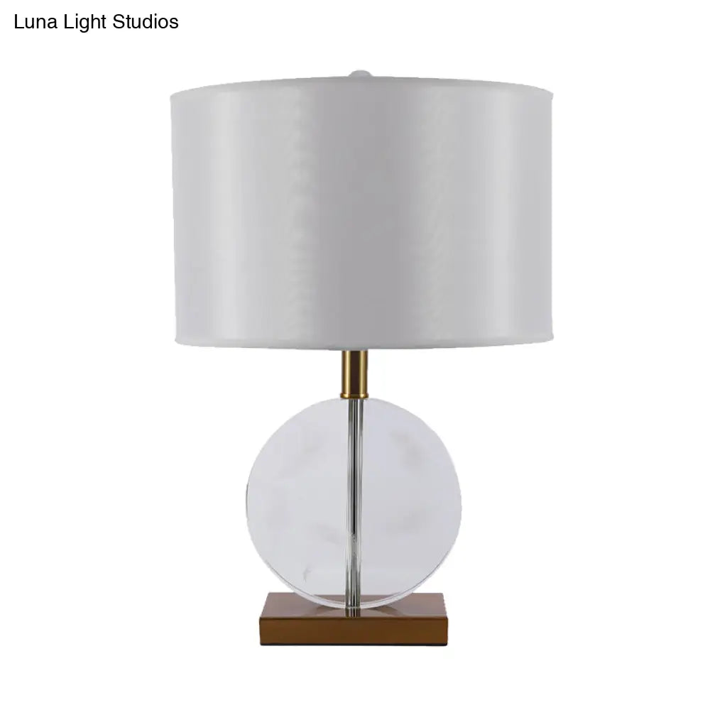 Modernist Circular Fabric Task Light Crystal Reading Lamp In Gold
