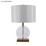 Modernist Circular Fabric Task Light Crystal Reading Lamp In Gold