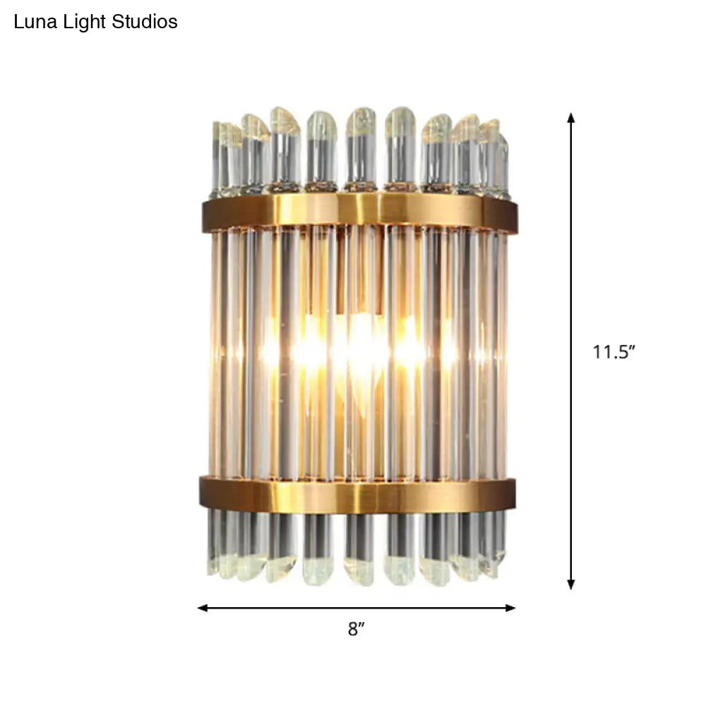 Modernist Clear Crystal 1-Light Wall Mounted Lamp With Gold Finish For Living Room