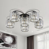Modernist Column Flush Mount Light With Clear Crystal Block - Ideal For Bedroom Lighting (4/6