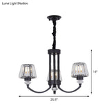 Modernist Cone Crystal Pendant Chandelier - 3/6 Lights Black Dining Room Ceiling Hanging Fixture
