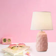Modernist Conical Table Lamp With Ceramic Base In White/Pink/Blue Shades Pink