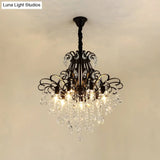 Modernist Crystal Chandelier Pendant Light With 3/6 Heads In Black/Gold - Perfect For Bedroom