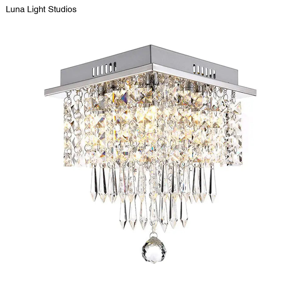 Modernist Crystal Led Chrome Ceiling Light