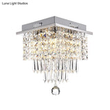 Modernist Crystal Led Chrome Ceiling Light