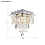 Modernist Crystal Led Chrome Ceiling Light