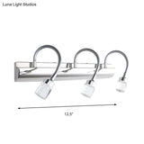 Modernist Crystal Vanity Wall Sconce With Gooseneck Arm - Clear Cylinder Shape 3 Lights 12.5/18 W
