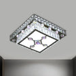 Modernist Cut Crystal Led Nickel Ceiling Lamp With Square Flush Mount For Porch / A