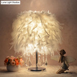 Modernist Cylinder Night Light In Pink/Peach Red/White With Crystal Strand - Single Bedroom Table