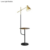 Modernist Dome Floor Lamp With Balance Arm - Gold/Black