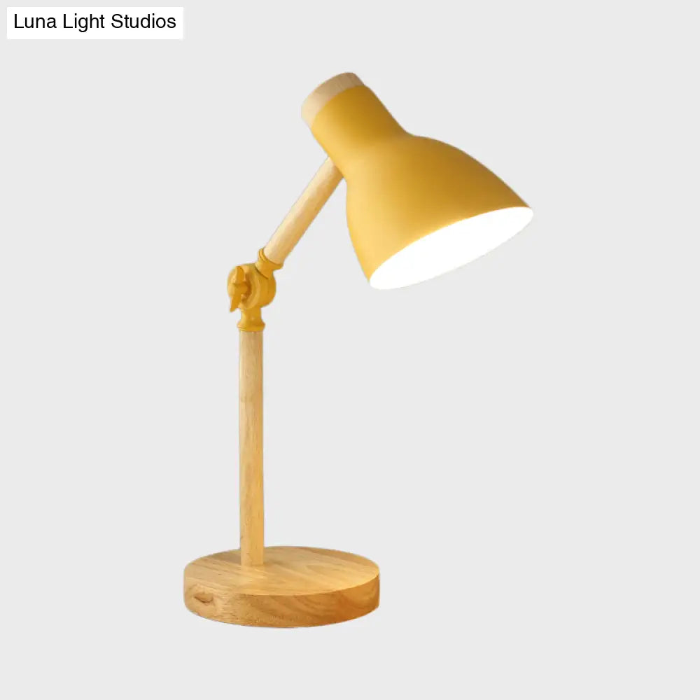 Modernist Domed Metal Desk Light - Rotatable Reading Lamp For Study Room In White/Pink/Yellow And