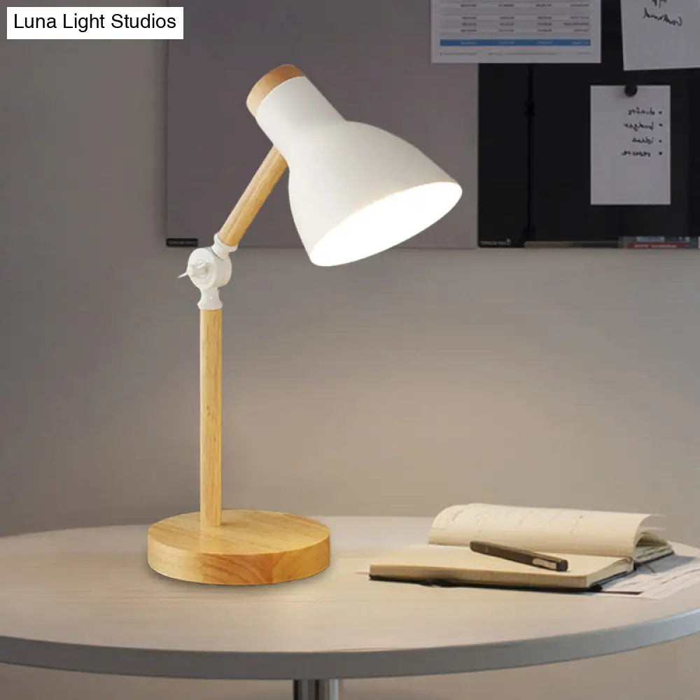 Modernist Domed Metal Desk Light - Rotatable Reading Lamp For Study Room In White/Pink/Yellow And