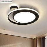 Modernist Drum Ring Ceiling Flush Mount Lighting In Black/White With Led 18’/21.5’ Width -