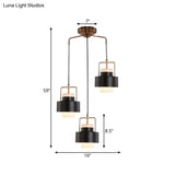 Modernist Drum-Shaped Metal Pendant Light - 3-Light Black Finish Suspension Lamp