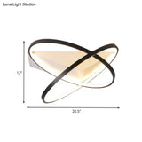 Modernist Dual Rings Led Flush Mount Ceiling Lamp In Black 16.5’/20.5’ W