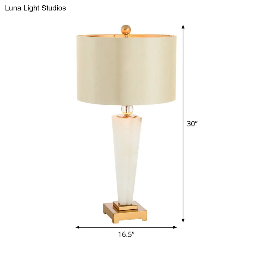 Modernist Fabric Shade Reading Lamp - White Task Lighting With 1 Bulb