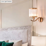 Modernist Faceted Crystal Wall Mount Light With Cylinder Shade In Copper - 1 Fixture