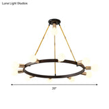 Modernist Frosted White Glass Bubble Chandelier - 11 Heads Black Ceiling Pendant Light
