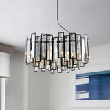 Modernist Geometric Dining Room Hanging Lamp Kit With Clear Crystal Prism Black Led Chandelier - 6