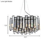 Modernist Geometric Dining Room Hanging Lamp Kit With Clear Crystal Prism Black Led Chandelier - 6