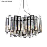 Modernist Geometric Dining Room Hanging Lamp Kit With Clear Crystal Prism Black Led Chandelier - 6