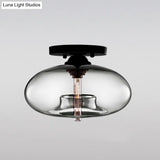 Modernist Glass Flush Ceiling Light Fixture - Oblong Shape 1 Sky Blue/Amber/Smoke Gray/Coffee 11’