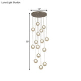 Modernist Glass Pendant Light With 16 Clear Dimpled Balls In White