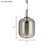 Modernist Glass Shade Oval Pendant Light Fixture For Bedroom 1 Amber/Smoke Gray 10’/14’ W