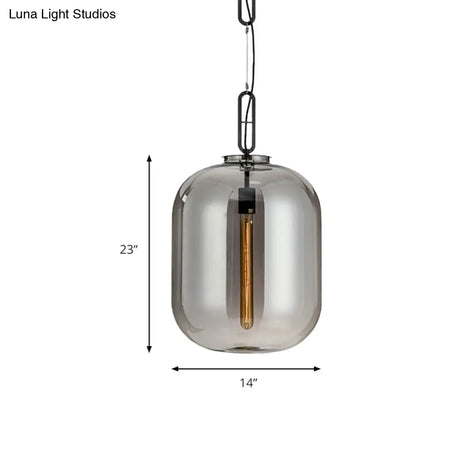 Modernist Glass Shade Oval Pendant Light Fixture For Bedroom 1 Amber/Smoke Gray 10’/14’ W