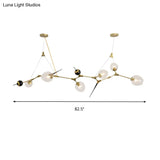Modernist Gold Chandelier With Bubble Clear Glass Shades - 6/10 Lights Suspension Pendant