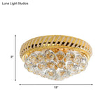 Modernist Gold Crystal Ball Flushmount Light With 3/4 Bulbs - Bedroom Ceiling Lamp