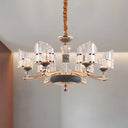 Modernist Gold Crystal Block Pendant Chandelier - 6-Light Ceiling Hang Fixture For Dining Room