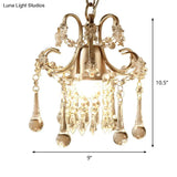 Modernist Gold Crystal Scrolling Pendant Light Fixture