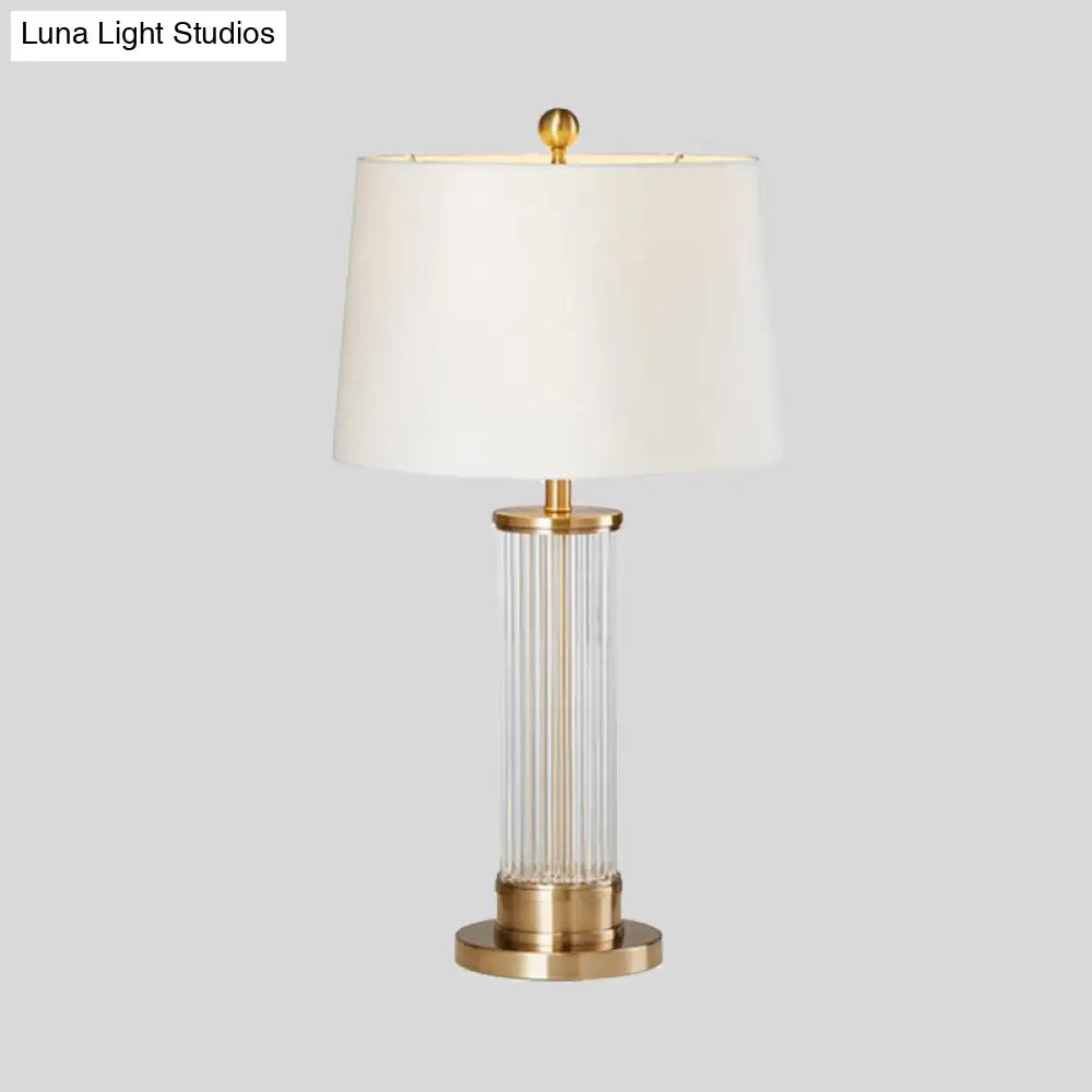 Modernist Gold Desk Lamp With Beveled Crystal Shade - Small 1 Bulb Task Lighting