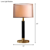 Modernist Gold Desk Lamp With Fabric Shade - Compact 1-Bulb Task Lighting For Living Room