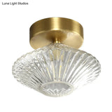 Modernist Gold Diamond Bedroom Semi Flush Mount Ceiling Light With Clear Prismatic Glass